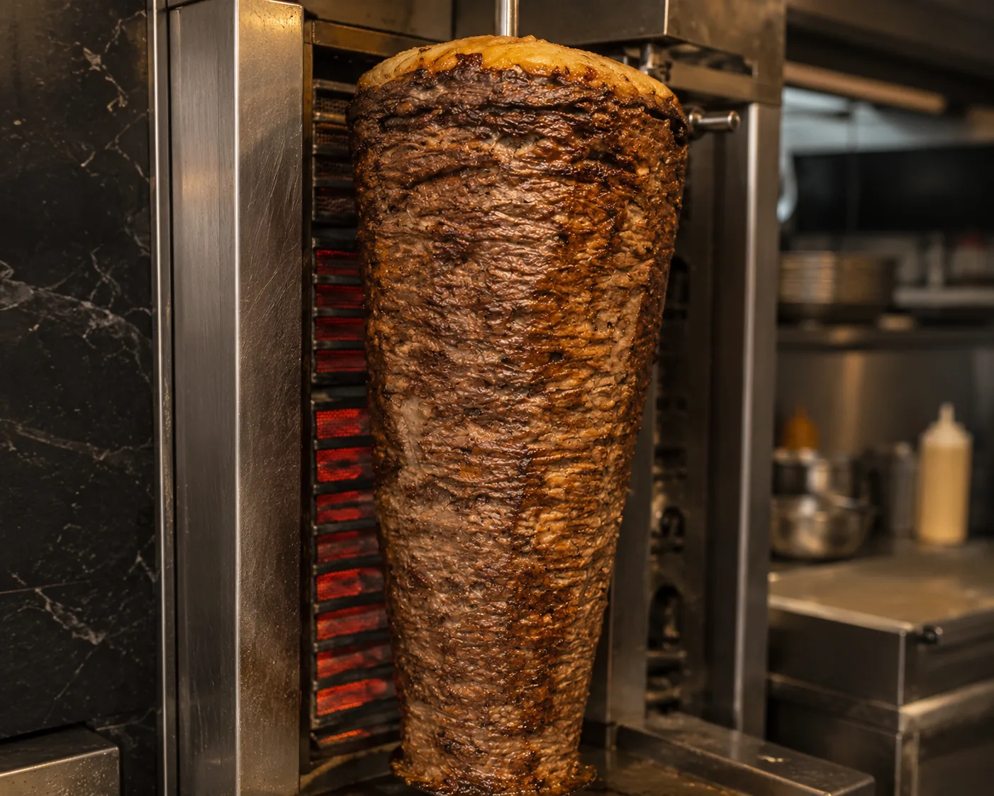 Premium Dönerfleisch-Spieß aus saftigem Steakfleisch am Grill