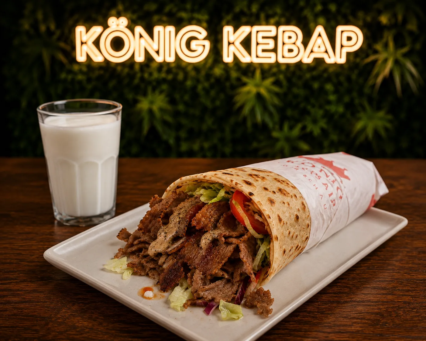 Frisch gerollter Steak Dürüm mit knackigem Gemüse und Sauce bei König Kebap Dachau